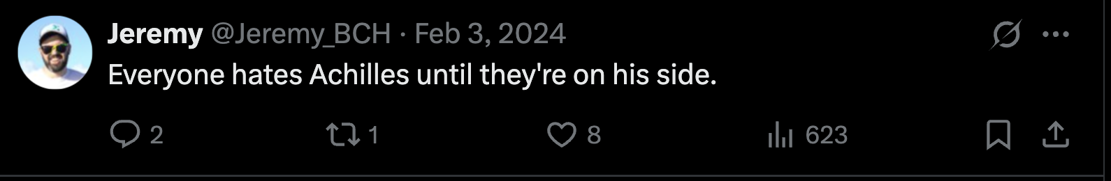 Achilles tweet