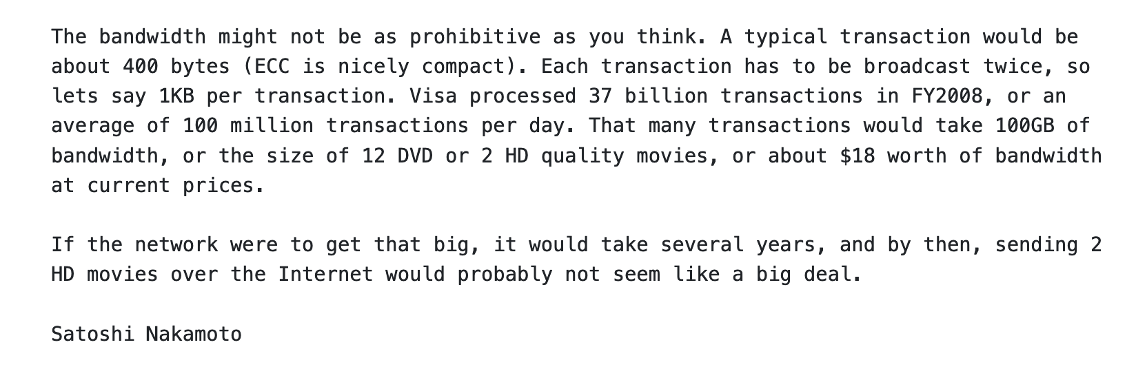 Satoshi explains hardware scaling